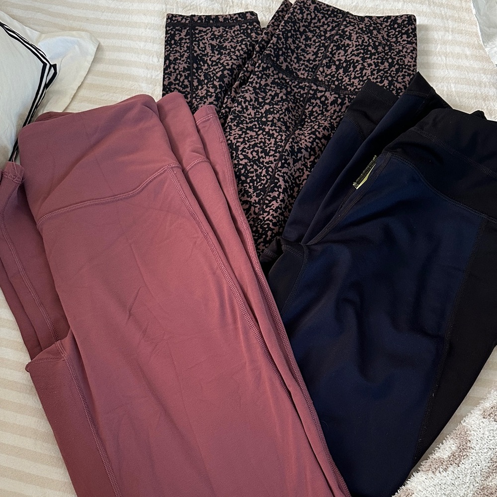 Athleta Women's Leggings Set - Black, Pink, and Mauve